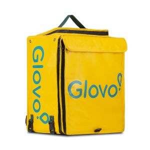 Sarı Glovo teslimat sırt çantası