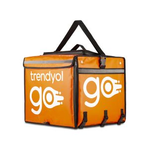 Turuncu Trendyol Go teslimat çantası