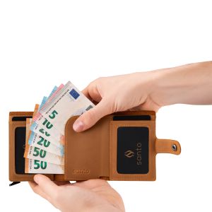 Elde tutulan deri cüzdan ve banknotlar