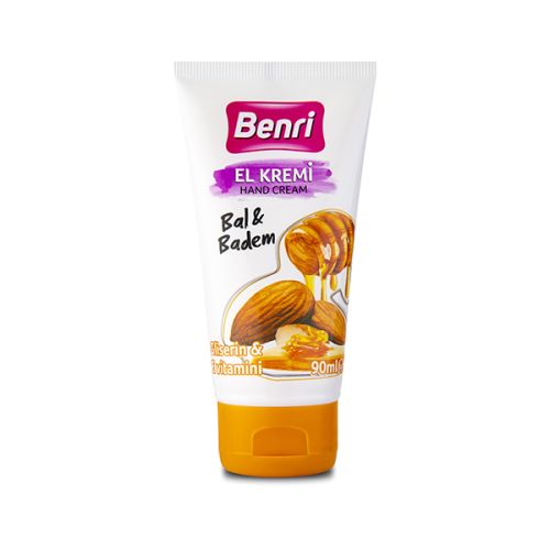 Bal ve badem içerikli el kremi tüpü ürün fotoğrafı